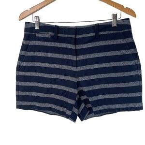 Land's End Cotton Shorts Size 10 Blue Striped Mid Rise Summer Beach